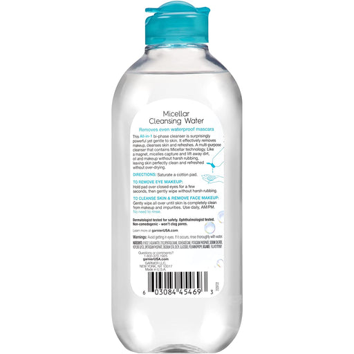 Garnier Skinactive Micellar Water for Waterproof Makeup, Facial Cleanser & Makeup Remover, 13.5 Fl Oz (400Ml), 1 Count (Packaging May Vary)