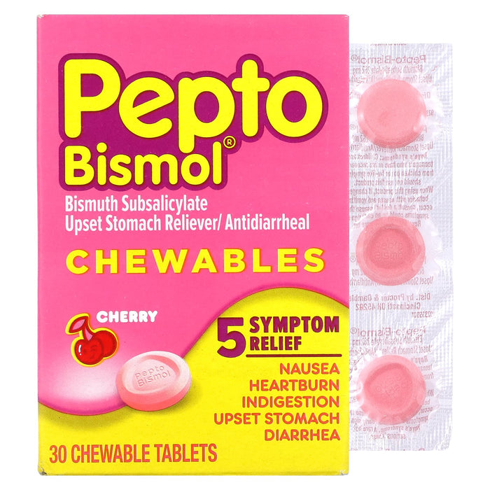 Pepto Bismol, Chewables, Cherry, 30 Chewable Tablets
