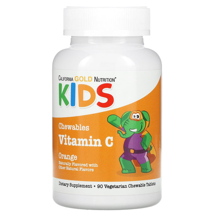 California Gold Nutrition, Chewable Vitamin C for Children, Orange Flavor, 90 Vegetarian Tablets