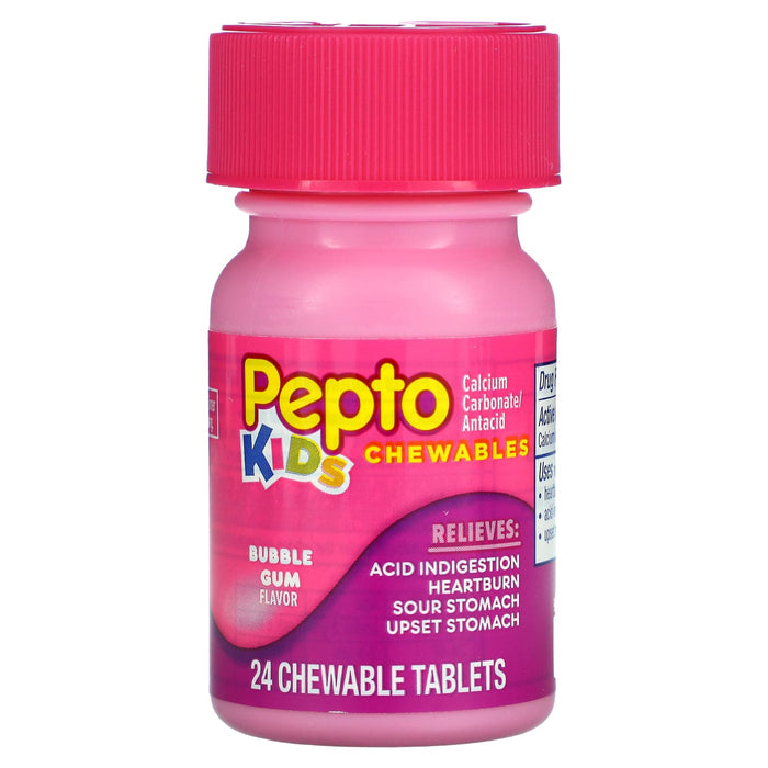 Pepto Bismol, Kids, Pepto Chewables, Bubble Gum, 24 Chewable Tablets