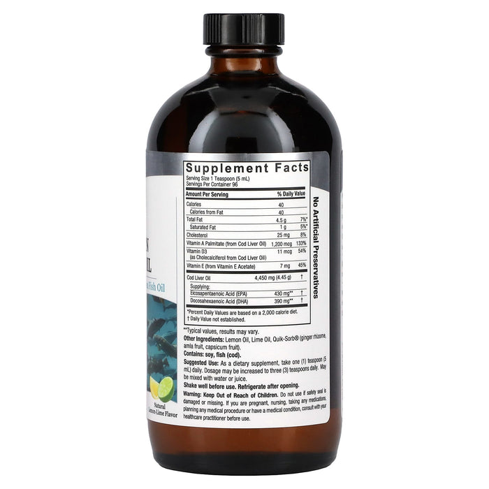 Nature's Answer, Liquid Norwegian Cod Liver Oil, Lemon-Lime, 16 fl oz (480 ml)