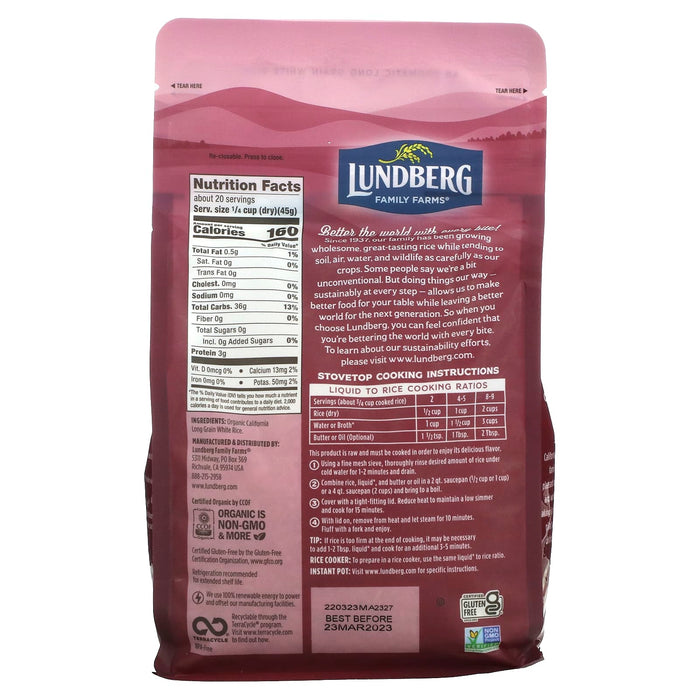 Lundberg, Organic California White Basmati Gourmet Rice, 32 oz (907 g)