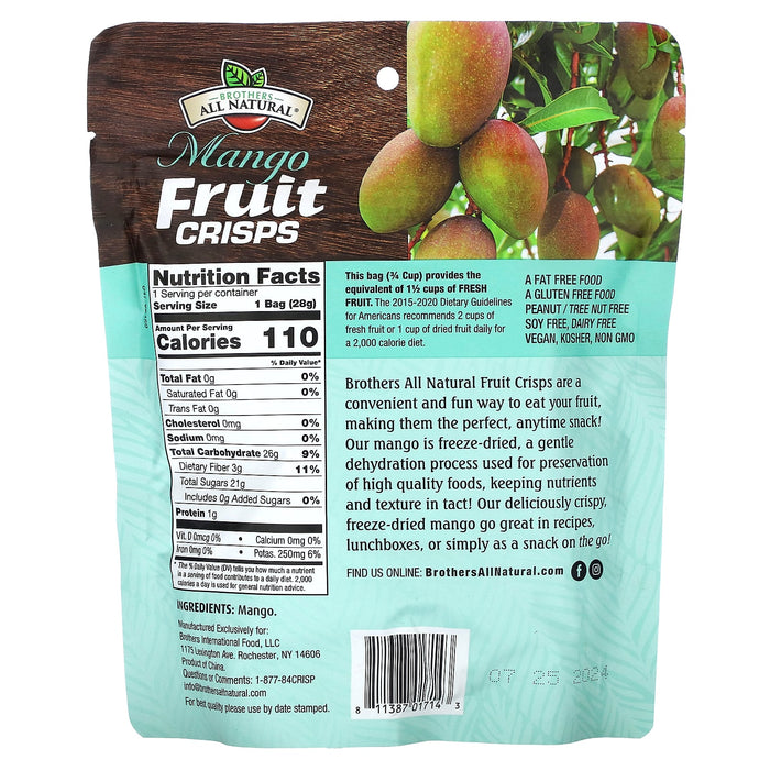 Brothers-All-Natural, Freeze Dried Sliced Fruit, Fruit Crisps, Mango, 1 oz (28 g)