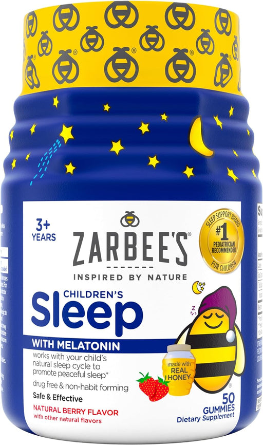 Kids 1Mg Melatonin Gummy; Drug-Free & Effective Sleep Supplement for Children Ages 3 and Up; Natural Berry Flavored Gummies; 50 Count