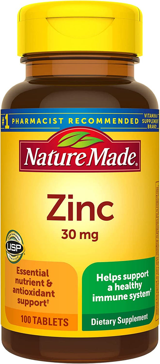 Nature Made Zinc 30 Mg, Dietary Supplement for Immune Health and Antioxidant Support, 100 Tablets, 100 Day Supply(Pack of 1)