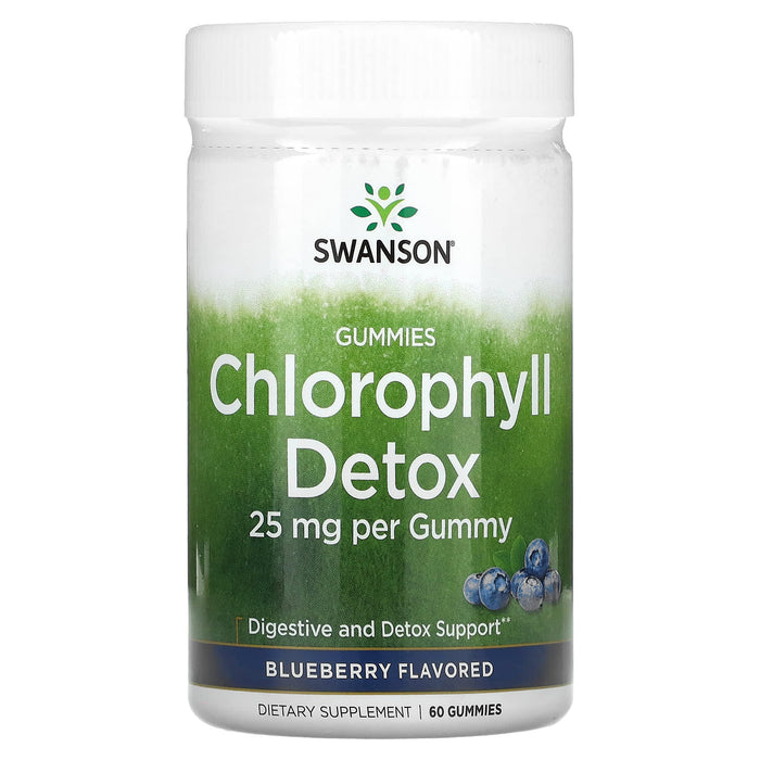 Swanson, Chlorophyll Detox Gummies, Blueberry, 25 mg , 60 Gummies