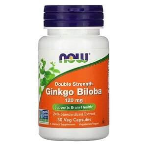 Now Foods, Ginkgo Biloba, Double Strength, 120 mg, 50 Veg Capsules - HealthCentralUSA