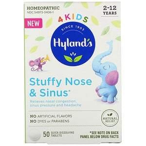 Hyland's, 4 Kids, Stuffy Nose and Sinus, 2-12 Years, 50 Quick-Dissolving Tablets - HealthCentralUSA