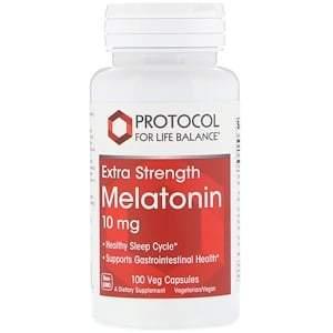 Protocol for Life Balance, Melatonin, Extra Strength, 10 mg, 100 Veg Capsules - HealthCentralUSA