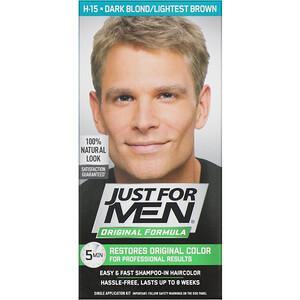 Just for Men, Original Formula Men's Hair Color, Dark Blond/Lightest Brown H-15, Single Application Kit - HealthCentralUSA
