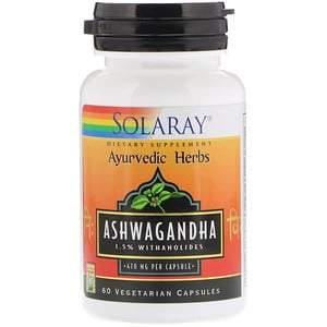 Solaray, Ashwagandha, 470 mg, 60 Vegetarian Capsules - HealthCentralUSA