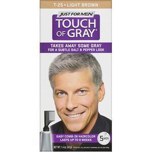 Just for Men, Touch of Gray, Comb-In Hair Color, Light Brown T-25, 1.4 oz (40 g) - HealthCentralUSA