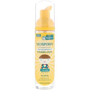 Neosporin, First Aid Antiseptic Foaming Liquid, For Kids, Ages 2 and Up, 2.3 fl oz (68 ml) - HealthCentralUSA