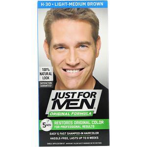 Just for Men, Original Formula Men's Hair Color, Light-Medium Brown H-30, Single Application Kit - HealthCentralUSA