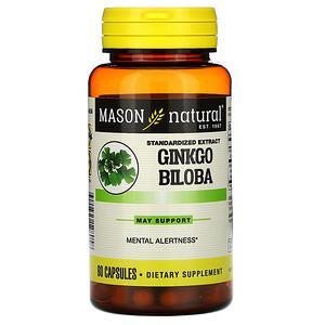 Mason Natural, Ginkgo Biloba, Standardized Extract, 60 Capsules - HealthCentralUSA