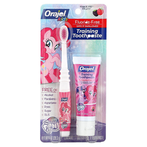 Orajel, Kids, My Little Pony Training Toothpaste with Toothbrush, Fluoride Free, Pinkie Fruity, 2 Piece Set - HealthCentralUSA