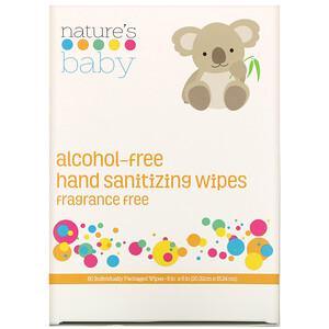 Nature's Baby Organics, Hand Sanitizing Wipes, Alcohol Free, Fragrance Free , 60 Individually Packaged Wipes - HealthCentralUSA
