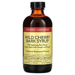 Honey Gardens, Wild Cherry Bark Syrup with Apitherapy Raw Honey, Organic Apple Cider Vinegar, and Propolis, 8 fl oz (240 ml) - HealthCentralUSA