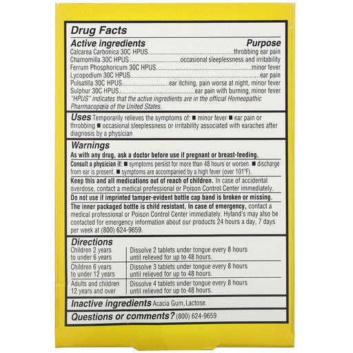 Hyland's, 4 Kids, Earache Relief, Ages 2-12, 40 Quick-Dissolving Tablets - HealthCentralUSA