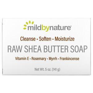 Mild By Nature, Raw Shea Butter, Bar Soap, with Vitamin E, Rosemary, Myrrh & Frankincense, 5 oz (141 g) - HealthCentralUSA