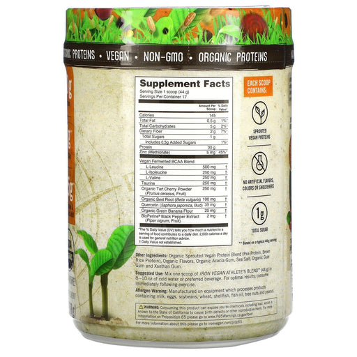 Jamieson Natural Sources, IronVegan, Athlete's Blend, Unflavored, 26.5 oz (750 g) - HealthCentralUSA