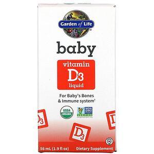 Garden of Life, Baby Vitamin D3 Liquid, 1.9 fl oz ( 56 ml) - HealthCentralUSA