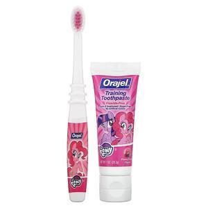 Orajel, Kids, My Little Pony Training Toothpaste with Toothbrush, Fluoride Free, Pinkie Fruity, 2 Piece Set - HealthCentralUSA