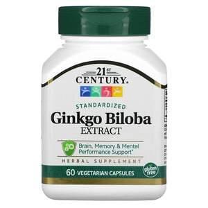 21st Century, Ginkgo Biloba Extract, Standardized, 60 Vegetarian Capsules - HealthCentralUSA