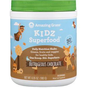Amazing Grass, Kidz Superfood, Outrageous Chocolate, 6.35 oz (180 g) - HealthCentralUSA