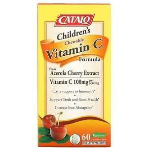 Catalo Naturals, Children's Chewable Vitamin C Formula, 100 mg, 60 Vegetarian Chewable Tablets - HealthCentralUSA