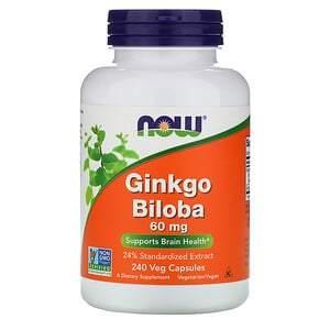 Now Foods, Ginkgo Biloba, 60 mg, 240 Veg Capsules - HealthCentralUSA