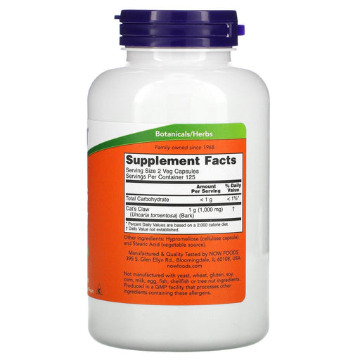 Now Foods, Cat's Claw, 500 mg, 250 Veg Capsules - HealthCentralUSA