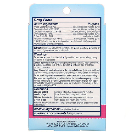 Hyland's, Baby, Oral Pain Relief Daytime, 125 Quick-Dissolving Tablets - HealthCentralUSA