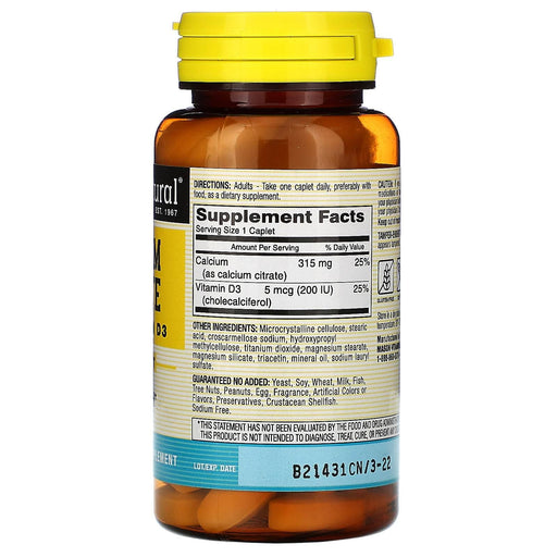 Mason Natural, Calcium Citrate Plus Vitamin D3, 60 Caplets - HealthCentralUSA