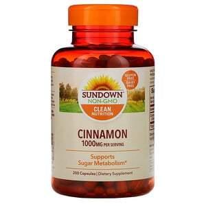 Sundown Naturals, Cinnamon, 1000 mg, 200 Capsules - HealthCentralUSA