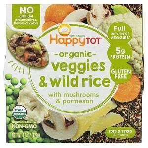 Happy Family Organics, Happy Tot, 12+ Months, Organic Veggies & Wild Rice with Mushrooms & Parmesan, 4.5 oz (128 g) - HealthCentralUSA