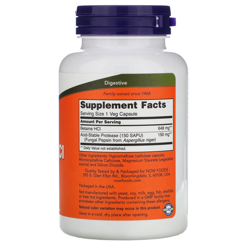 Now Foods, Betaine HCL, 648 mg, 120 Veg Capsules - HealthCentralUSA