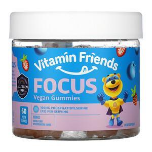 Vitamin Friends, Focus Vegan Gummies, Berries, 60 Pectin Gummies - HealthCentralUSA