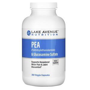 Lake Avenue Nutrition, PEA (Palmitoylethanolamide) & Glucosamine Sulfate, 360 Veggie Capsules - HealthCentralUSA