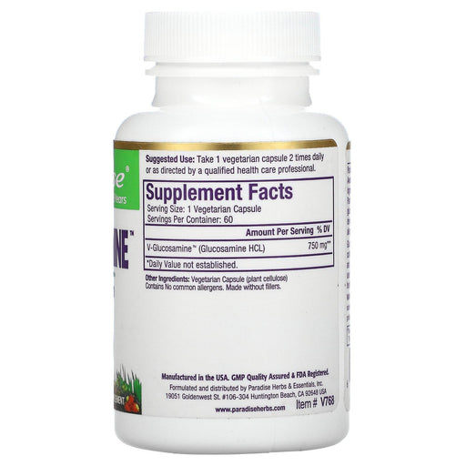 Paradise Herbs, V-Glucosamine, 60 Vegetarian Capsules - HealthCentralUSA