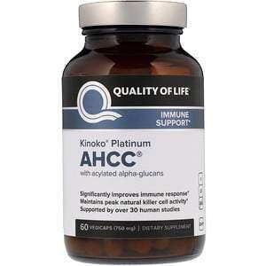 Quality of Life Labs, Kinoko Platinum AHCC, 750 mg, 60 Vegicaps - HealthCentralUSA