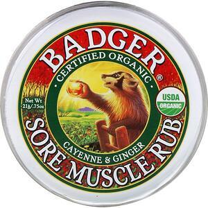 Badger Company, Sore Muscle Rub, Cayenne & Ginger, .75 oz (21 g) - HealthCentralUSA