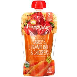 Happy Family Organics, Happy Baby, Organic Baby Food, Stage 2, Carrots, Strawberries & Chickpeas, 4 oz (113 g) - HealthCentralUSA