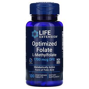 Life Extension, Optimized Folate, 1,700 mcg DFE, 100 Vegetarian Tablets - HealthCentralUSA