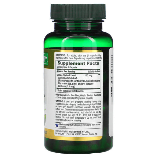 Nature's Bounty, Ginkgo Biloba, 120 mg, 100 Capsules - HealthCentralUSA