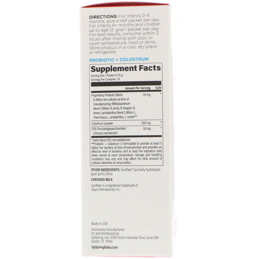 UpSpring, Probiotic + Colostrum, Unflavored Powder, 30 Packets , 0.74 oz (21 g) Each - HealthCentralUSA