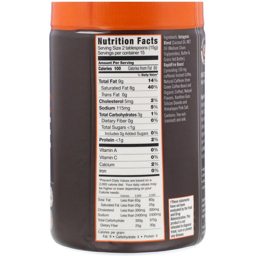 RAPIDFIRE, Ketogenic Coffee, Hazelnut Flavor, 7.93 oz (225 g) - HealthCentralUSA