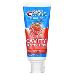 Crest, Kids, Fluoride Anticavity Toothpaste, For Ages 2+, Strawberry Rush, 4.2 oz (119 g) - HealthCentralUSA