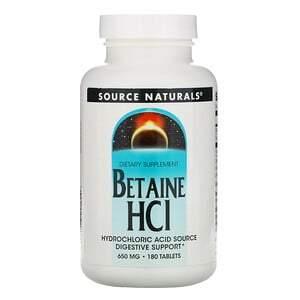 Source Naturals, Betaine HCl, 650 mg, 180 Tablets - HealthCentralUSA
