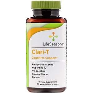 LifeSeasons, Clari-T Cognitive Support, 60 Vegetarian Capsules - HealthCentralUSA